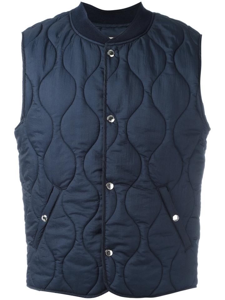Maison Kitsuné - Quilted Gilet - Men - Polyamide - L, Blue, Polyamide