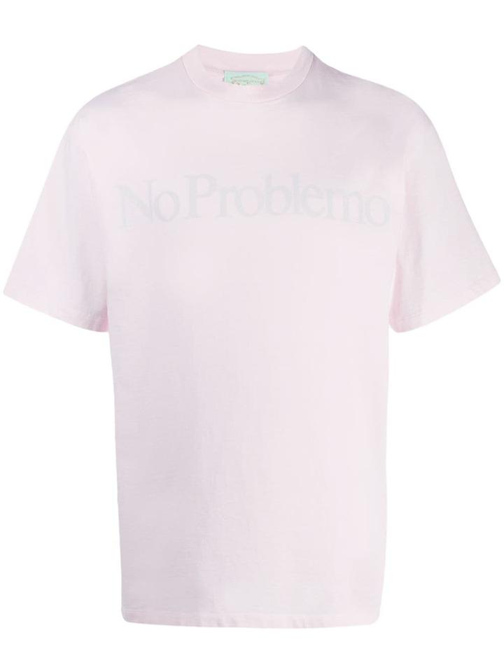 Aries Printed Slogan T-shirt - Pink