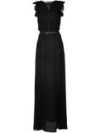 Giamba Ruffle Sleeves Gown, Women's, Size: 42, Black, Silk/polyester/polyamide/spandex/elastane