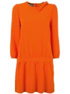 Boutique Moschino Gathered Detail Dress, Women's, Size: 42, Yellow/orange, Triacetate/polyester