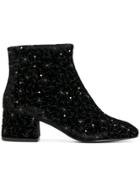 Ash Embroidered Ankle Boots - Black