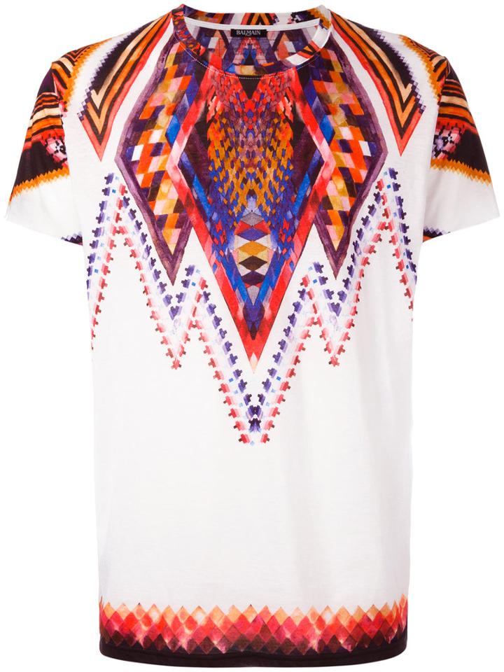 Balmain - Folkloric Print T-shirt - Men - Cotton - Xs, White, Cotton