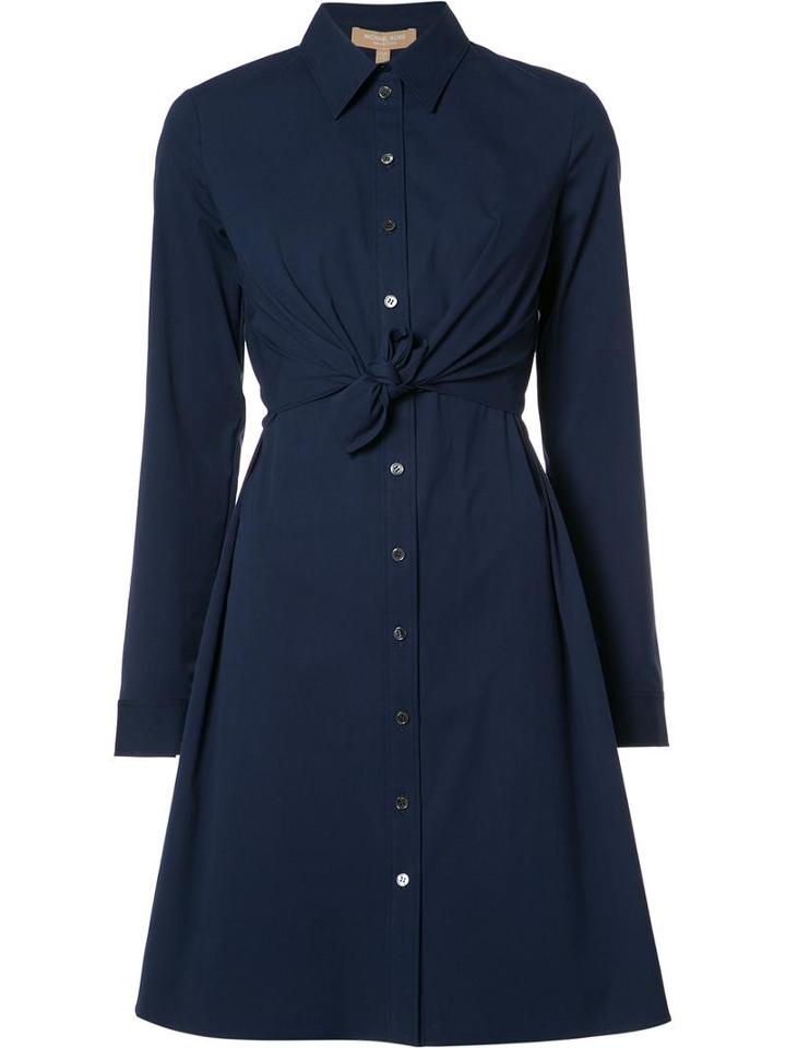 Michael Kors Drawstring Shirt Dress, Women's, Size: 14, Blue, Cotton/spandex/elastane