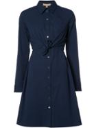 Michael Kors Drawstring Shirt Dress, Women's, Size: 14, Blue, Cotton/spandex/elastane