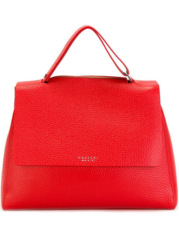Orciani Flap Closure Tote Bag, Women's, Red, Leather