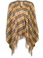 Burberry Vintage Check Cashmere Wool Poncho - Yellow
