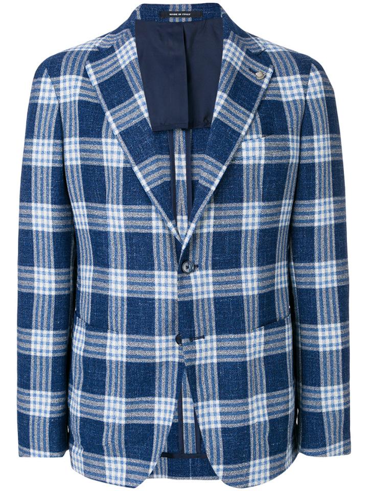 Tagliatore Checked Single-breasted Blazer - Blue