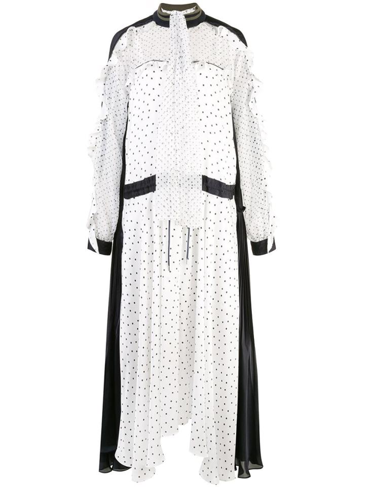 Sacai Polka Dot Asymmetric Dress - White
