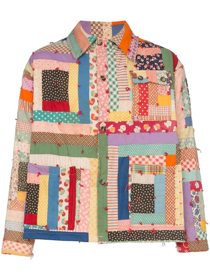 Bode 1930 Log Cabin Patchwork Cotton Jacket - Multicoloured