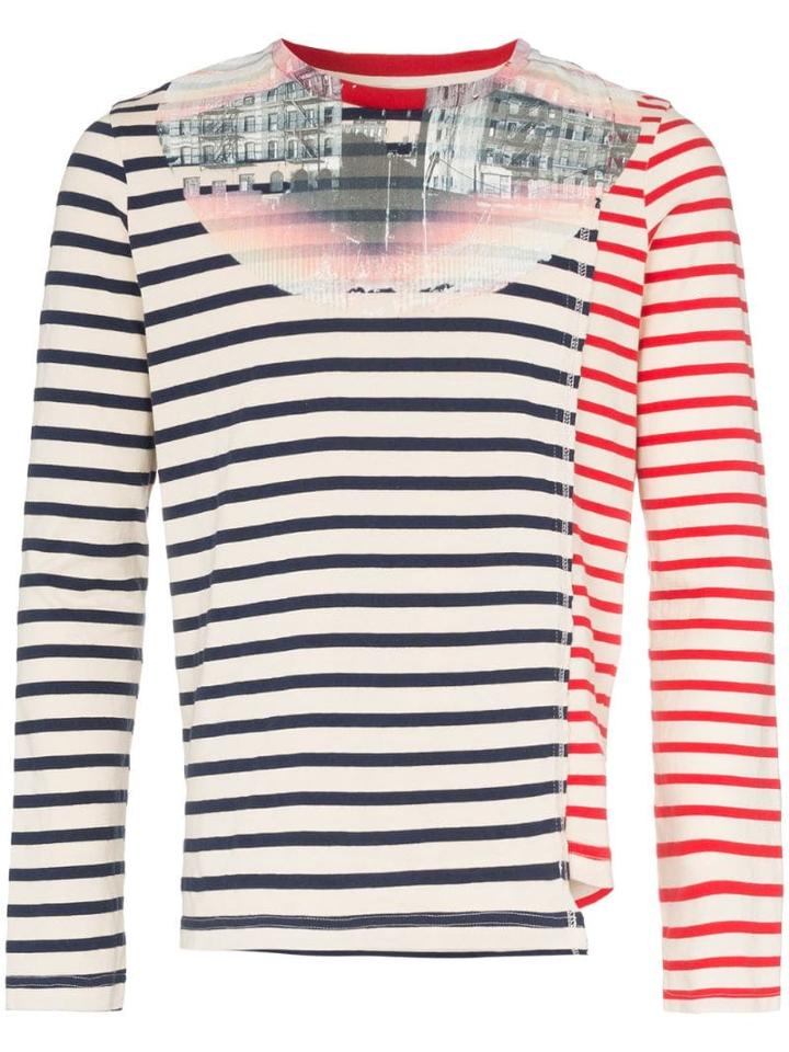 Nounion Gun Hill Striped Long-sleeved Cotton T-shirt - Neutrals