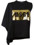 Msgm Logo Print Asymmetric T-shirt, Women's, Size: M, Black, Cotton