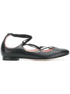 Anna F. Criss-cross Laced Ballerinas - Black