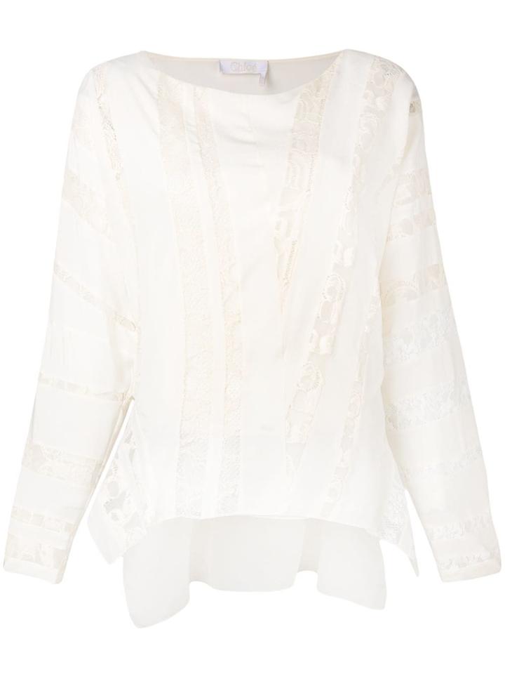 Chloé Lace Panel Blouse - White