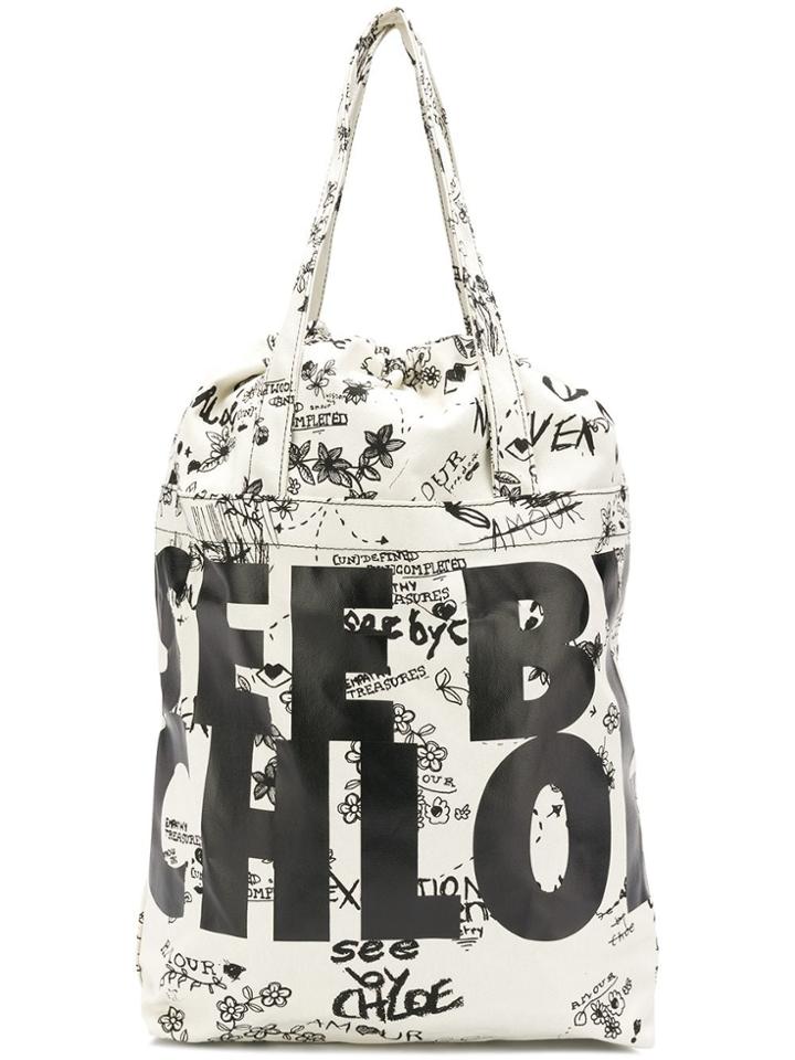 See By Chloé Logo Maxi Tote - Nude & Neutrals