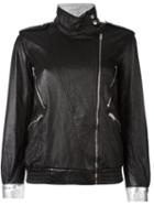 Saint Laurent Zip Detail Jacket, Women's, Size: 36, Black, Lamb Skin/cupro/cotton