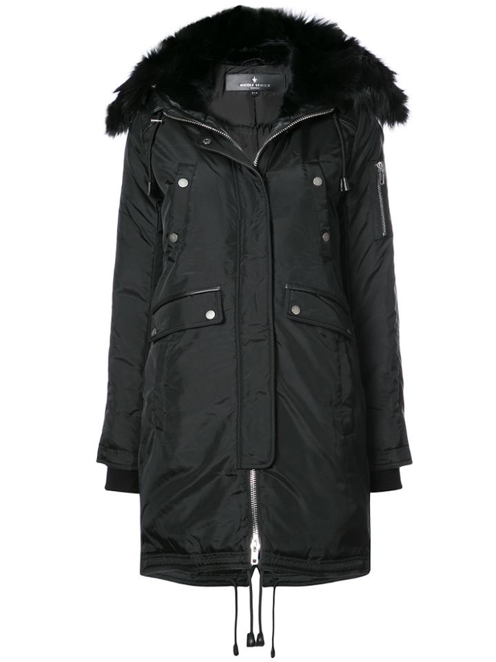 Nicole Benisti Brera Fox Fur Trim Coat - Black