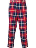 Comme Des Garçons Shirt Boys Cropped Checked Trousers - Red