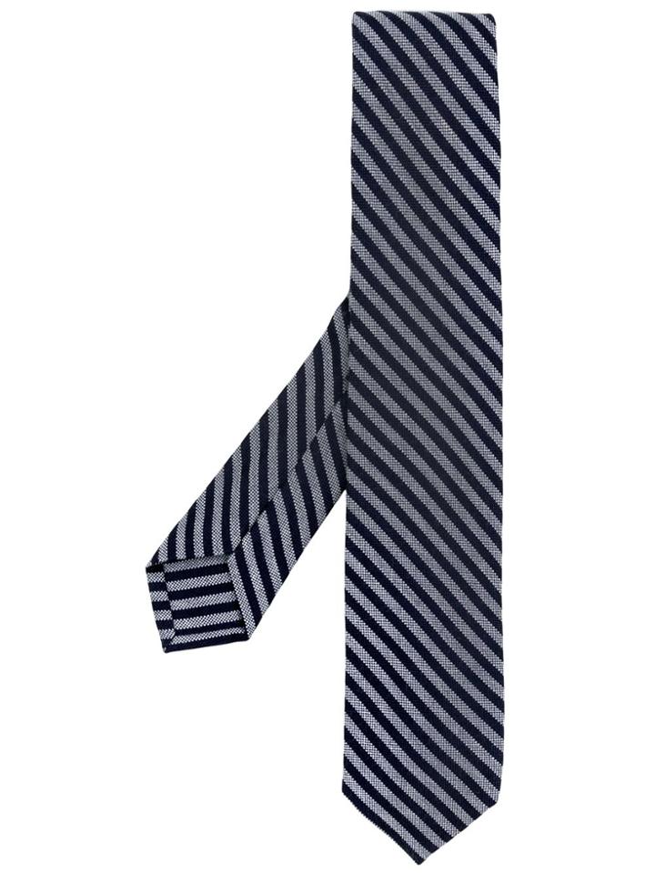 Barba Diagonal Stripes Tie - Grey