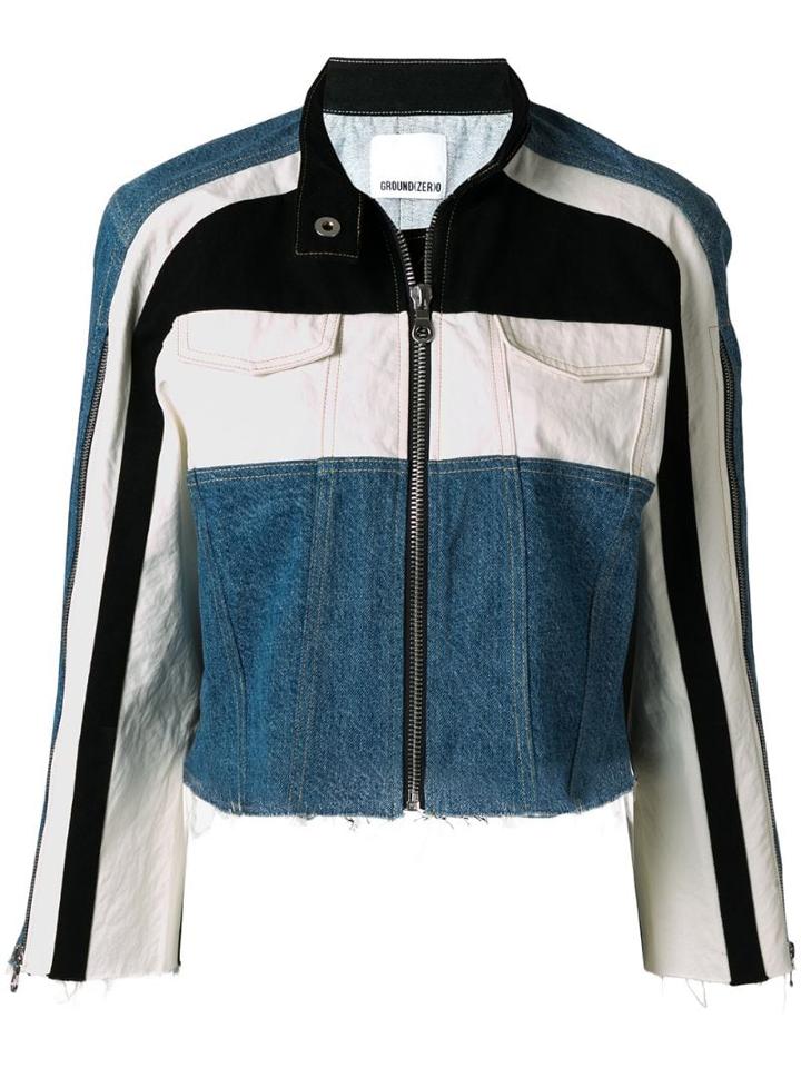 Ground Zero Contrast Panelled Denim Jacket - Blue