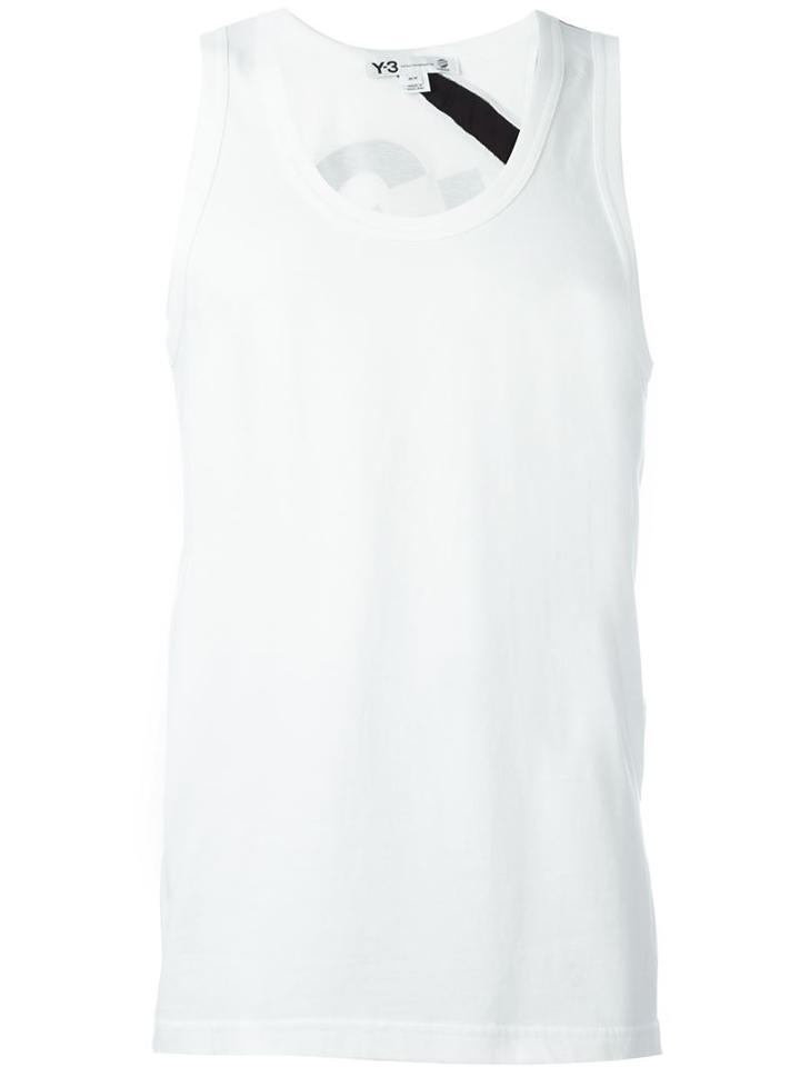 Y-3 Logo Print Tank Top, Men's, Size: L, White, Cotton