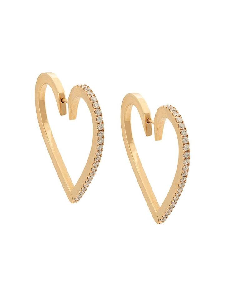 Cadar 18kt Rose Gold Endless Large Heart Diamond Hoops