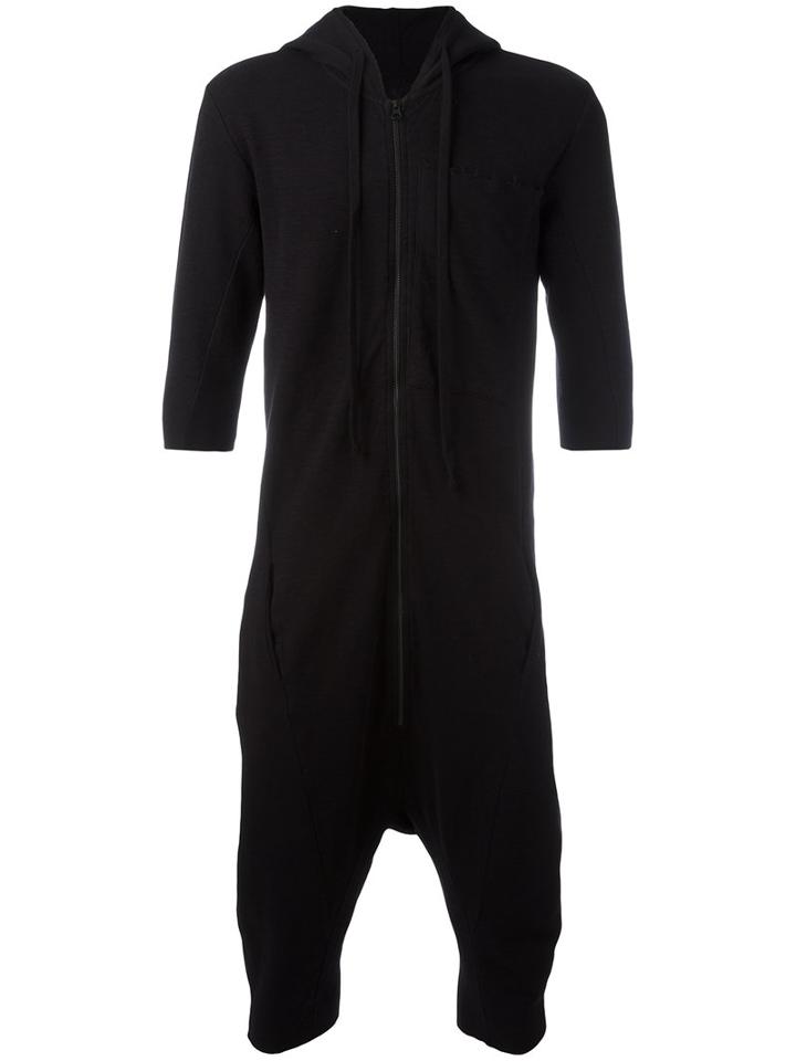 Thom Krom Hooded Jumpsuit, Men's, Size: Large, Black, Cotton