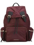 Burberry Large Rucksack In Technical Nylon And Leather - Red