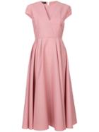 Rochas - Full Skirt Pleated Dress - Women - Silk/wool - 44, Pink/purple, Silk/wool