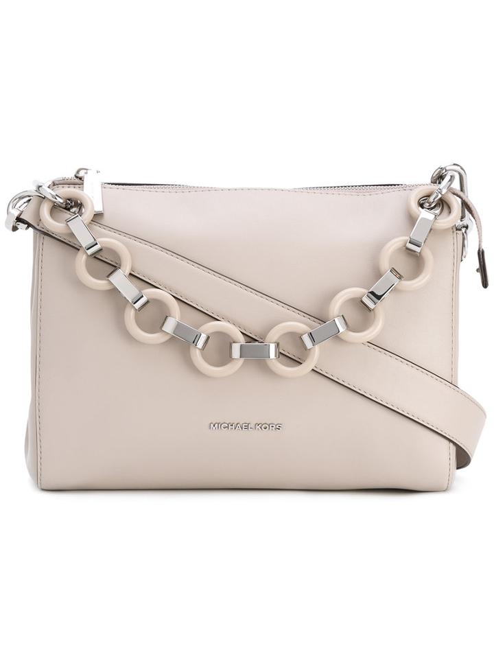 Michael Michael Kors - Logo Plaque Shoulder Bag - Women - Leather - One Size, Women's, Nude/neutrals, Leather