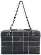 Chanel Vintage Stitched Detail Shoulder Bag - Blue