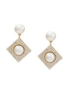 Céline Pre-owned 80-90's Geometric Pearl Embellished Earrings - Gold
