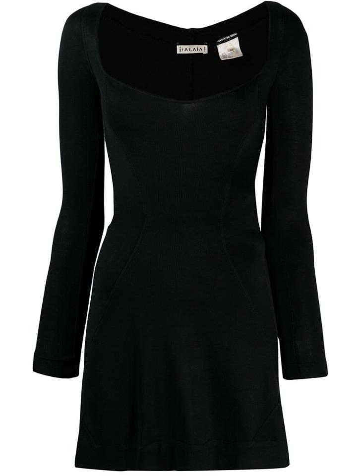 Alaïa Pre-owned Fitted Longsleeved Mini Dress - Black