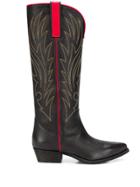 Semicouture Stitch-detail Knee-high Boots - Black