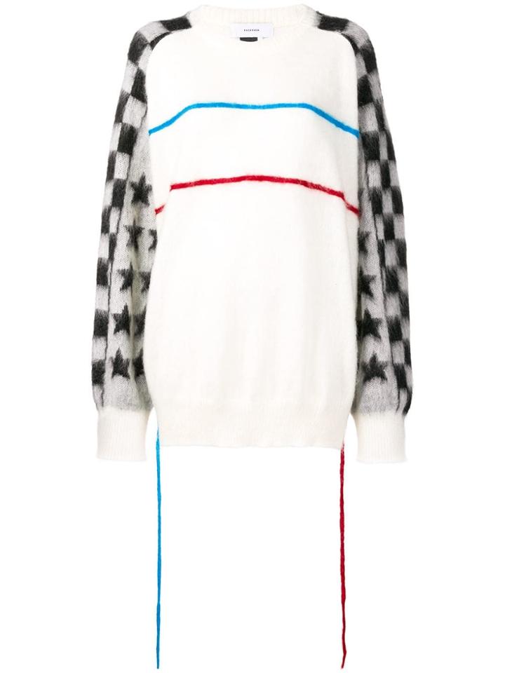 Facetasm Contrast Colour-block Sweater - White