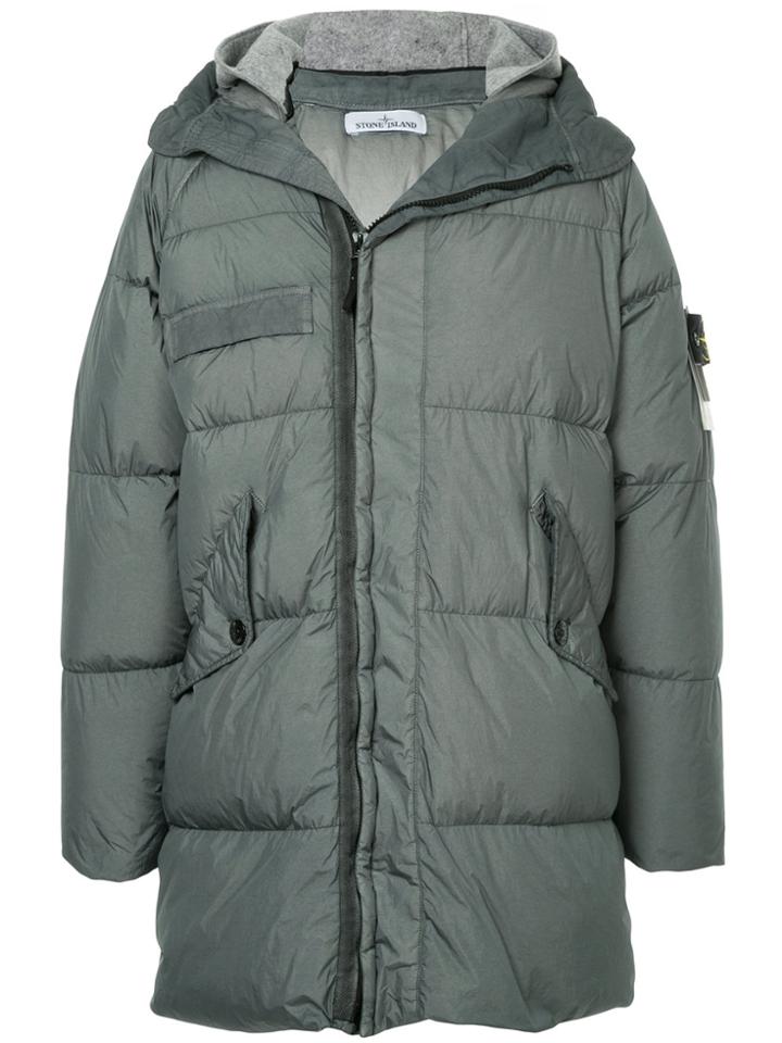 Stone Island Hooded Padded Coat - Grey