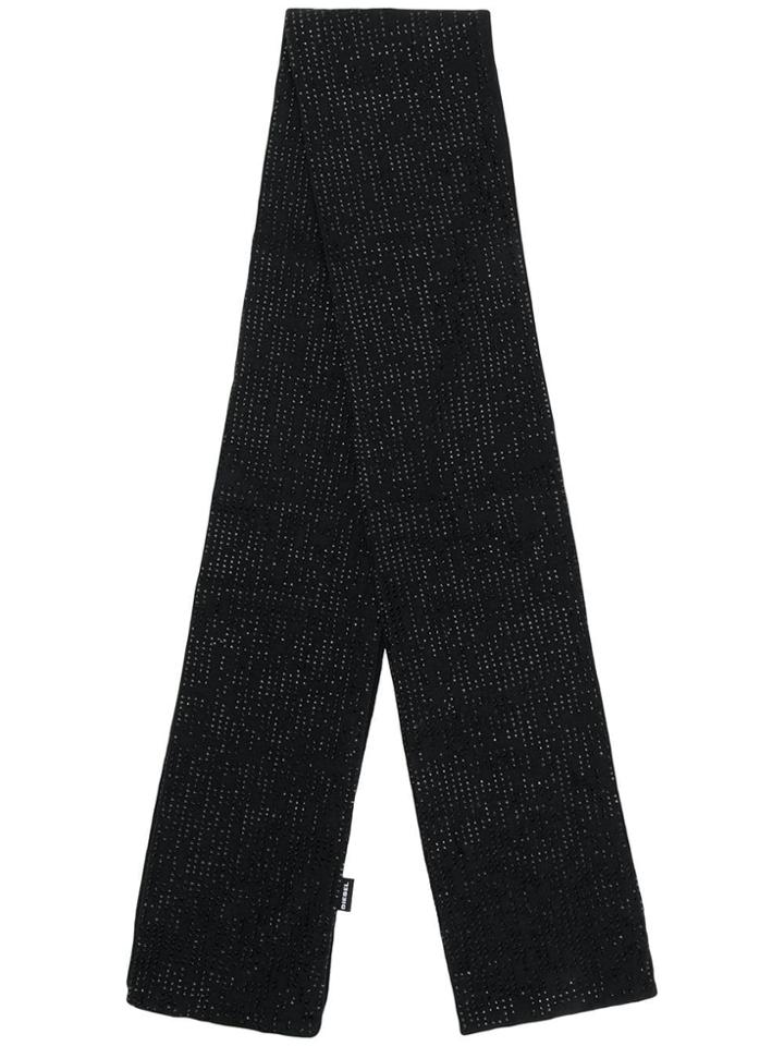 Diesel Crystal Embellished Scarf - Black