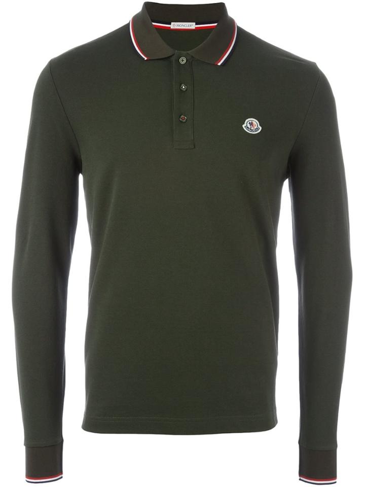 Moncler Long Sleeve Logo Polo Shirt - Green