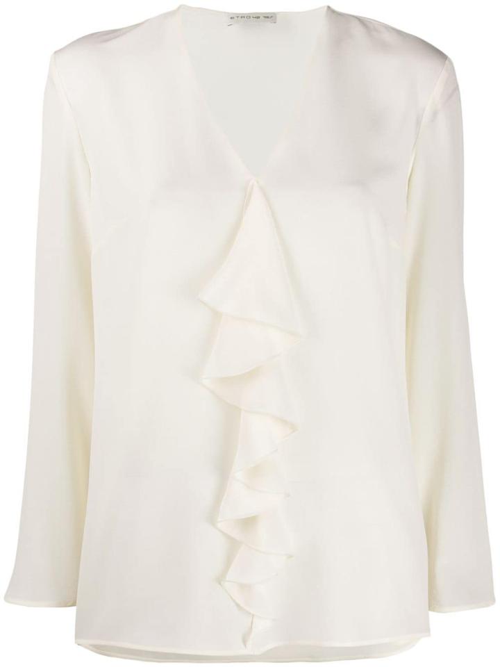 Etro Ruffle Long-sleeve Blouse - White