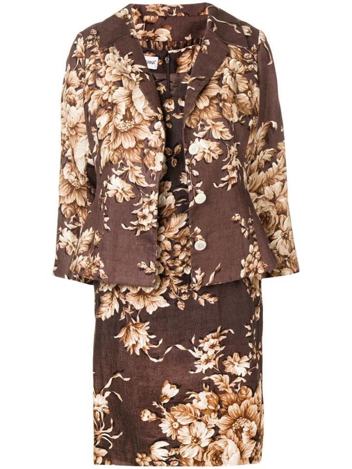 Dolce & Gabbana Vintage 2000's Floral Three-piece Skirt Suit - Brown