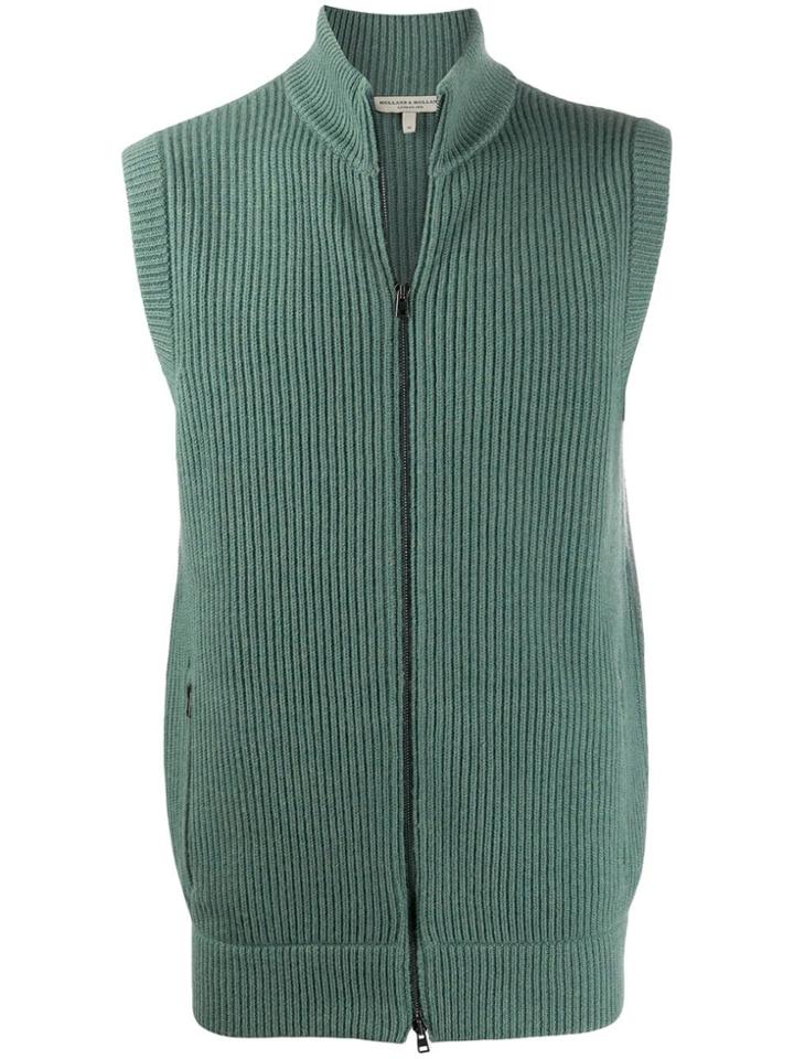 Holland & Holland Ribbed Zip-up Vest - Green