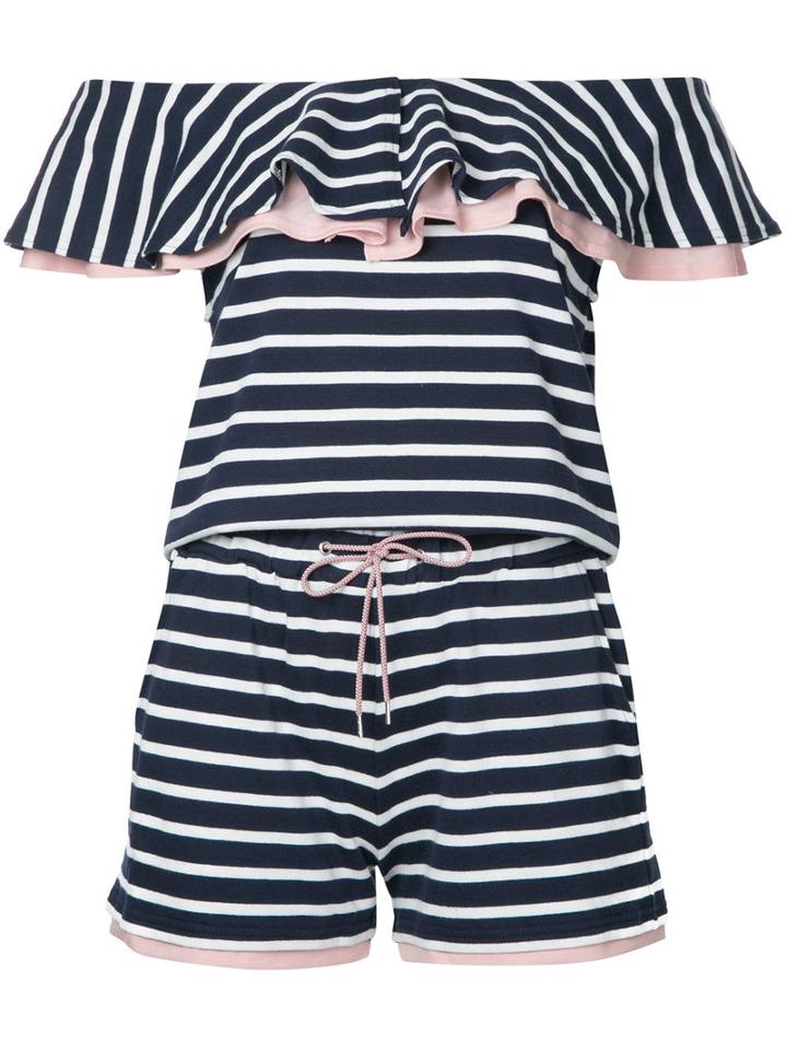 Guild Prime - Striped Off-shoulder Top - Women - Cotton - 34, Blue, Cotton