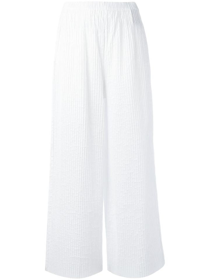 Federica Tosi - Wide Leg Trousers - Women - Cotton/polyamide/spandex/elastane - M, White, Cotton/polyamide/spandex/elastane