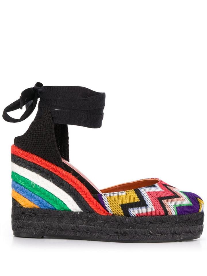 Castañer X Missoni Zig-zag Wedge Espadrilles - Black