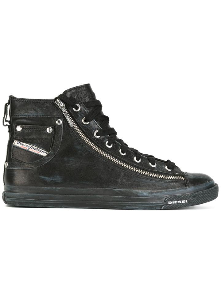 Diesel Lace-up Hi-top Sneakers - Black
