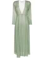 We Are Leone Sunbeam Embroidered Silk Maxi Cardigan - Green