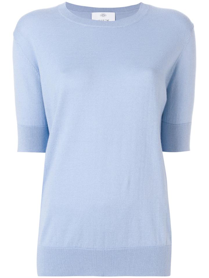 Allude Cropped Sleeves Jumper - Blue