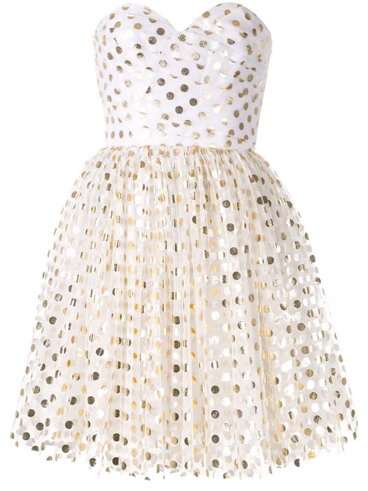 Bambah Gold Polka Mini Dress - White