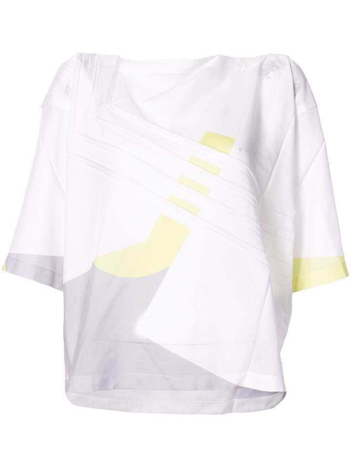 132 5. Issey Miyake Asymmetric Print Top - White