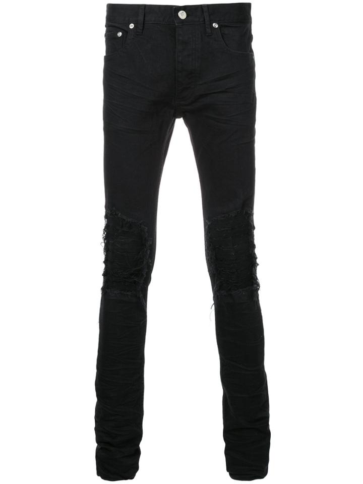 Fagassent Ripped Skinny Jeans - Black