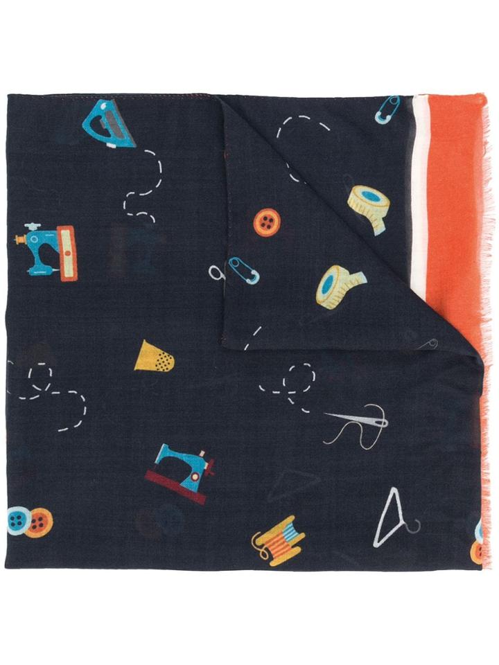 Fefè Sewing Print Scarf - Blue